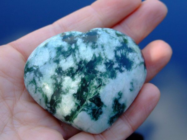 Tree Agate Carved Heart Natural Gemstone Michael's UK Jewellery