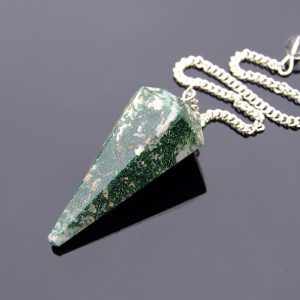 Tree Agate Quartz Pendulum Natural Gemstone for Dowsing Scrying Divination Meditation Michael's UK Jewellery