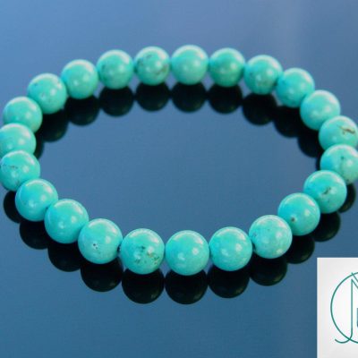 Turquoise Howlite Dyed Natural Gemstone Bracelet 6-9'' Elasticated Michael's UK Jewellery
