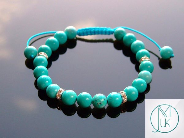 Turquoise Howlite Dyed Natural Gemstone Bracelet 6-9'' Macrame Michael's UK Jewellery