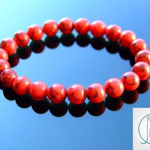 Turquoise Red Manmade Gemstone Bracelet 7-8'' Elasticated Michael's UK Jewellery