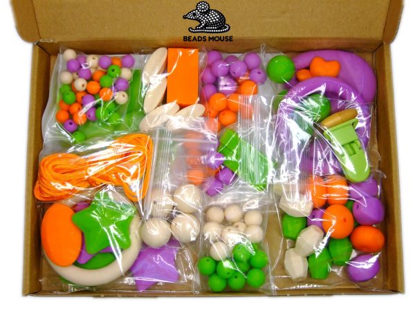 Silicone Teething Beads Set Tutti Frutti Over 135 Beads 5m Cord beads mouse