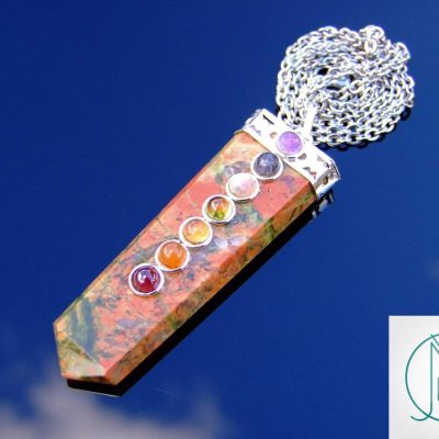 Unakite 7 Chakra Natural Gemstone Pendant Necklace 50cm Michael's UK Jewellery