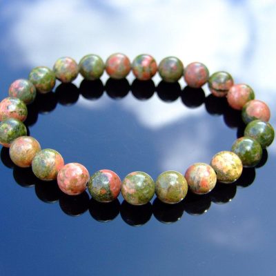 Unakite Natural Gemstone Bracelet 6-9'' Elasticated Michael's UK Jewellery