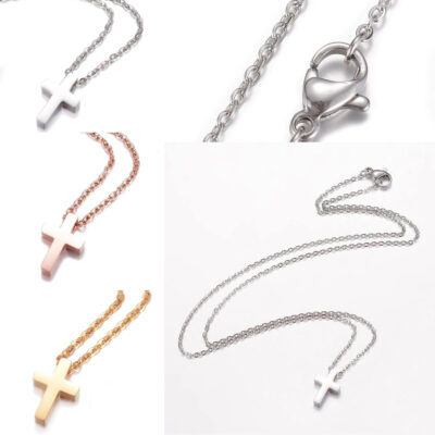 Modern Cross Necklace Stainless Steel Minimalist