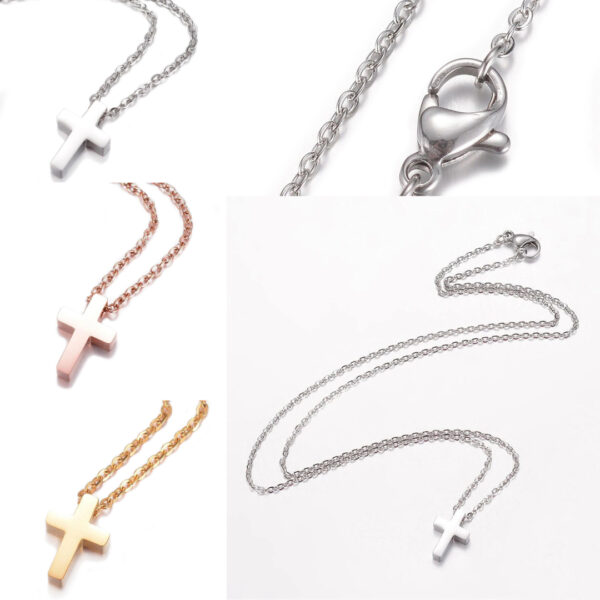 Modern Cross Necklace Stainless Steel Minimalist