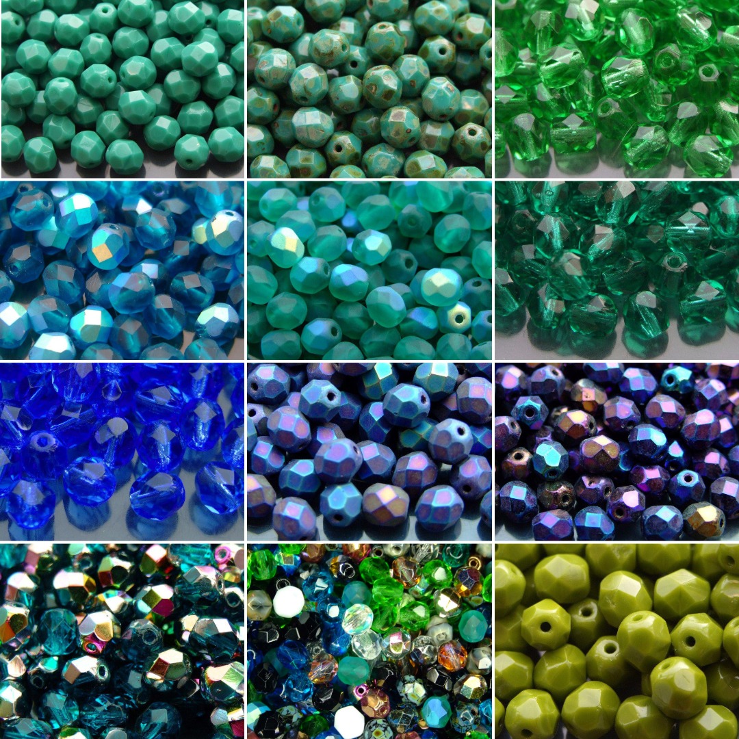 50x Fire Polished Beads 6mm Natural Colours