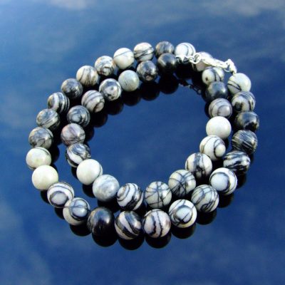 Veined Jasper Natural Gemstone Necklace 8mm Beaded 16-30inch Michael's UK Jewellery