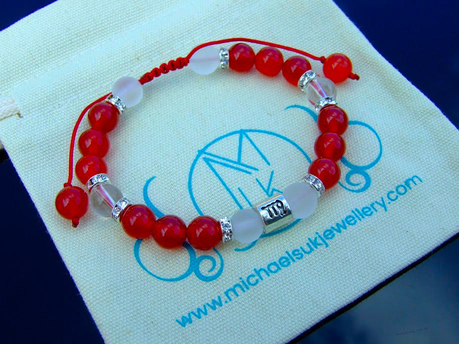 Virgo Carnelian Quartz Birthstone Bracelet 6-9'' Macrame Healing Stone Michael's UK Jewellery