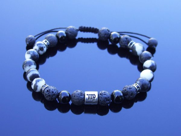 Virgo Jasper Onyx Lava Birthstone Bracelet 6-9'' Macrame Michael's UK Jewellery