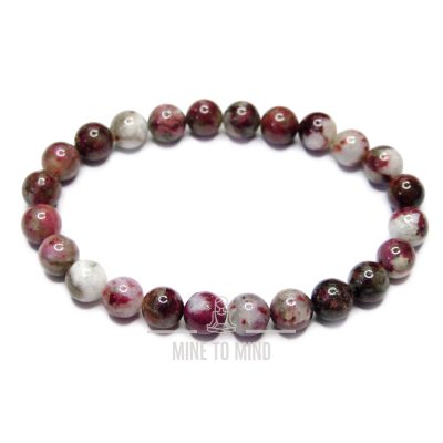 Watermelon Tourmaline Gemstone Bracelet Natural Stone Tourmaline Fuchsia mine to mind beads mouse