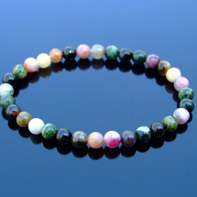 Watermelon Tourmaline Natural 6mm Gemstone Bracelet 6-9'' Elasticated Michael's UK Jewellery