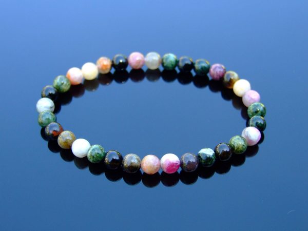 Watermelon Tourmaline Natural 6mm Gemstone Bracelet 6-9'' Elasticated Michael's UK Jewellery