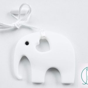 White Elephant Pendant Teething Necklace Michael's UK Jewellery