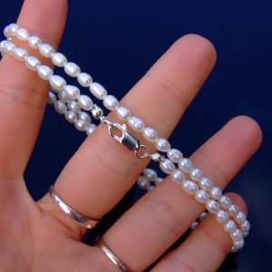 White Freshwater Pearl Necklace 8mm Beaded Silver 16-30inch Michael's UK Jewellery