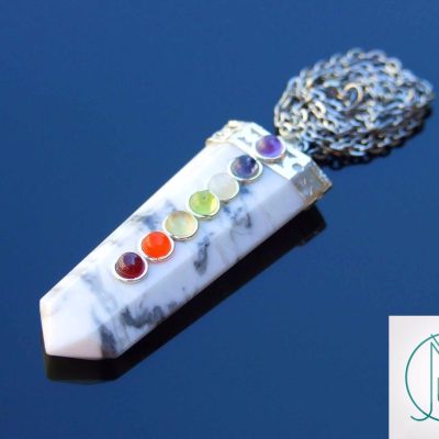 White Howlite 7 Chakra Natural Gemstone Pendant Necklace 50cm Michael's UK Jewellery