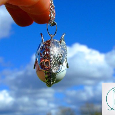 White Howlite Elephant Head Natural Gemstone Pendant Necklace 50cm Michael's UK Jewellery