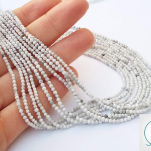 White Howlite Natural Gemstone Round Beads 2mm strand (approx. 180 beads) Michael's UK Jewellery