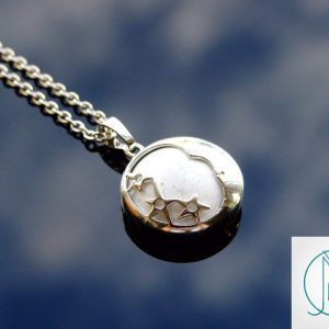 White Howlite Necklace Moon Shape Pendant Natural Gemstone With Pouch Michael's UK Jewellery