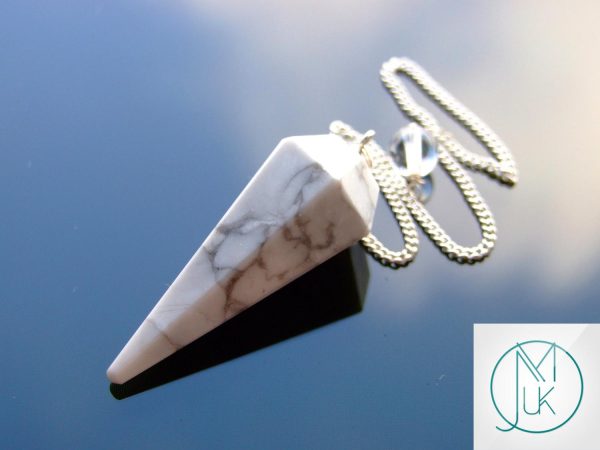 White Howlite Pendulum Natural Gemstone for Dowsing Scrying Divination Meditation Michael's UK Jewellery