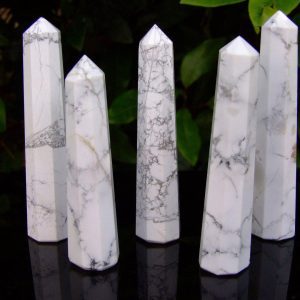 White Howlite Tower Polished Natural Gemstone Crystal Obelisk Michael's UK Jewellery