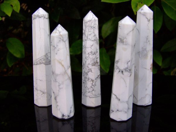 White Howlite Tower Polished Natural Gemstone Crystal Obelisk Michael's UK Jewellery