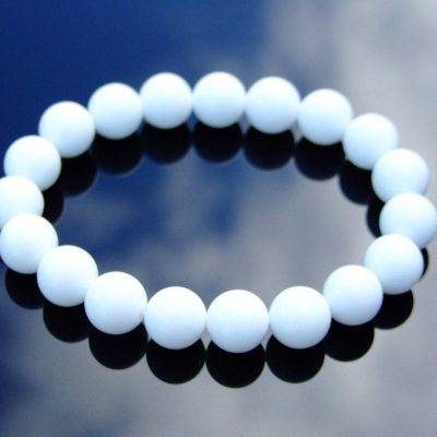 White Onyx 10mm Natural Gemstone Bracelet 6-9'' Elasticated Michael's UK Jewellery