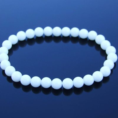 White Onyx 6mm Natural Gemstone Bracelet 6-9'' Elasticated Michael's UK Jewellery