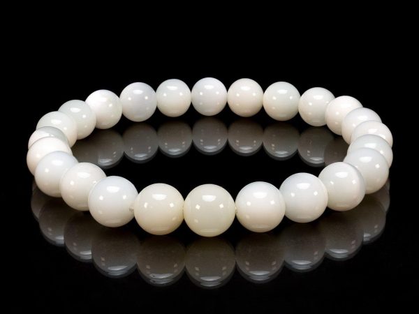 White Opal Natural Gemstone Bracelet 6-9'' Elasticated Michael's UK Jewellery