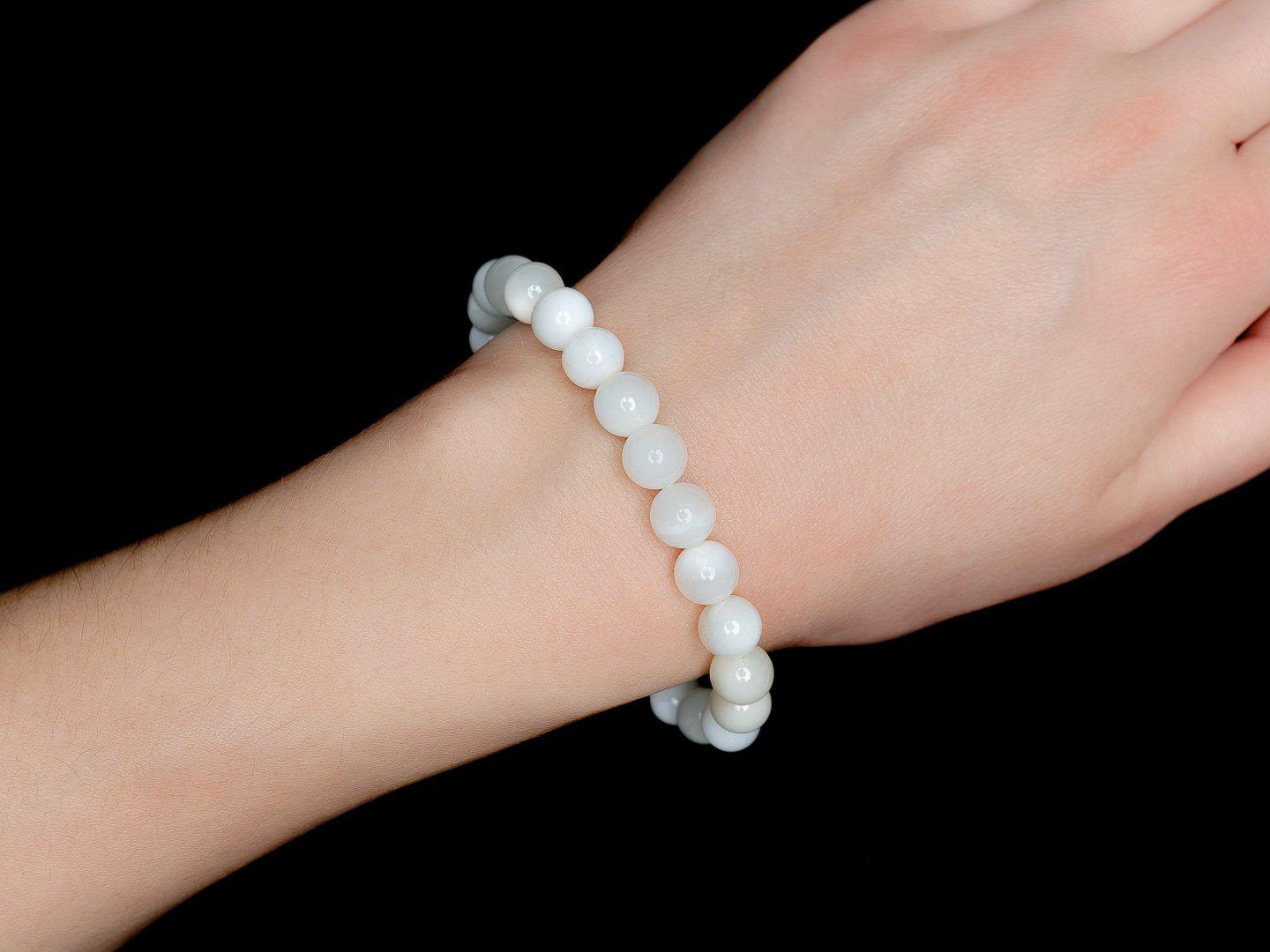White Opal Natural Gemstone Bracelet 6-9'' Elasticated Michael's UK Jewellery
