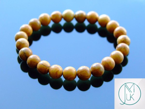 Wooden Jasper Natural Gemstone Bracelet 6-9'' Elasticated Michael's UK Jewellery