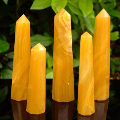 Yellow Calcite Tower Polished Natural Gemstone Crystal Obelisk Michael's UK Jewellery