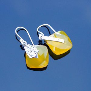 Yellow Chalcedony Natural Gemstone 925 Sterling Silver Earrings Michael's UK Jewellery