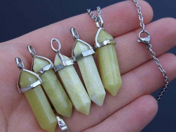 Yellow Jade Natural Crystal Point Pendant Gemstone Necklace Michael's UK Jewellery
