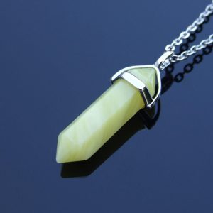 Yellow Jade Natural Crystal Point Pendant Gemstone Necklace Michael's UK Jewellery