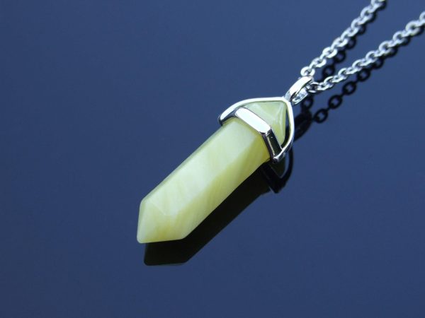 Gemstone Necklace Yellow Jade Natural Point Pendant beads mouse