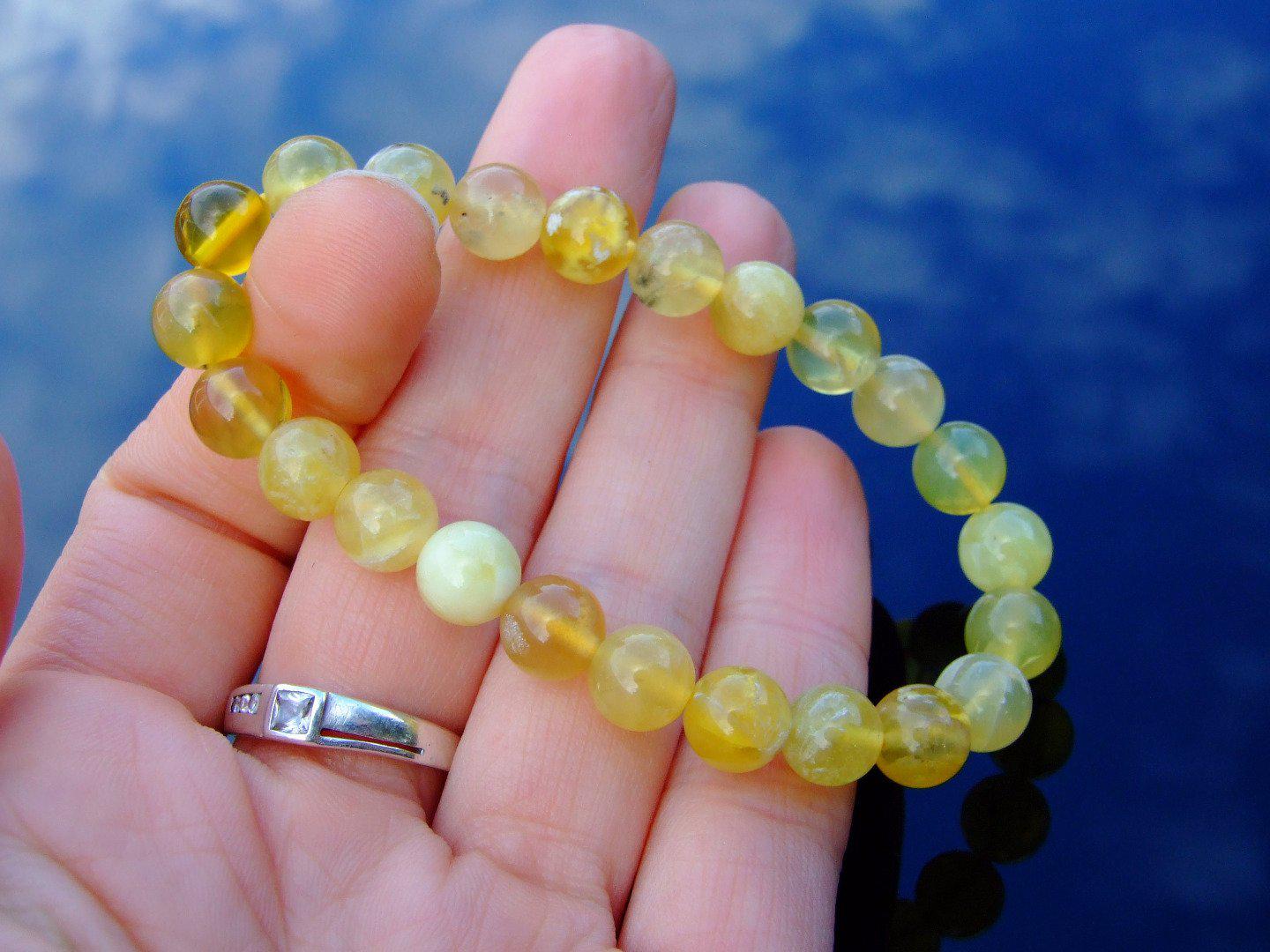 Yellow Opal Natural Gemstone Bracelet 6-9'' Elasticated Michael's UK Jewellery