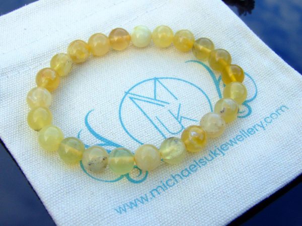 Yellow Opal Natural Gemstone Bracelet 6-9'' Elasticated Michael's UK Jewellery