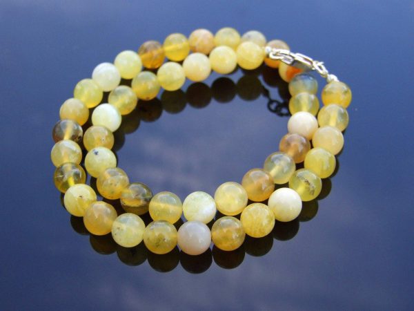 Yellow Opal Natural Gemstone Necklace 8mm Beaded Silver 16-30inch Michael's UK Jewellery
