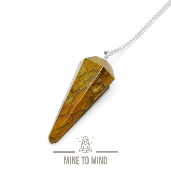 Yellow Petrified Wood Gemstone Pendulum Divination Wicca