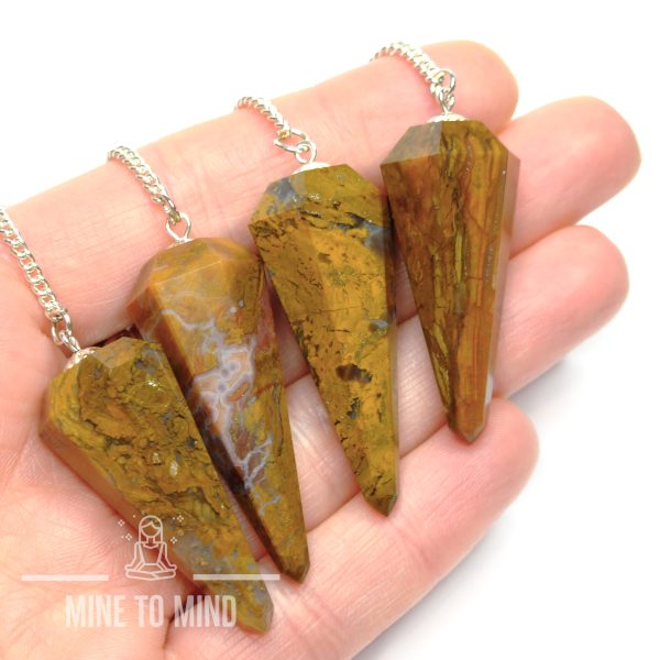 Yellow Petrified Wood Gemstone Pendulum Divination Wicca - Image 2