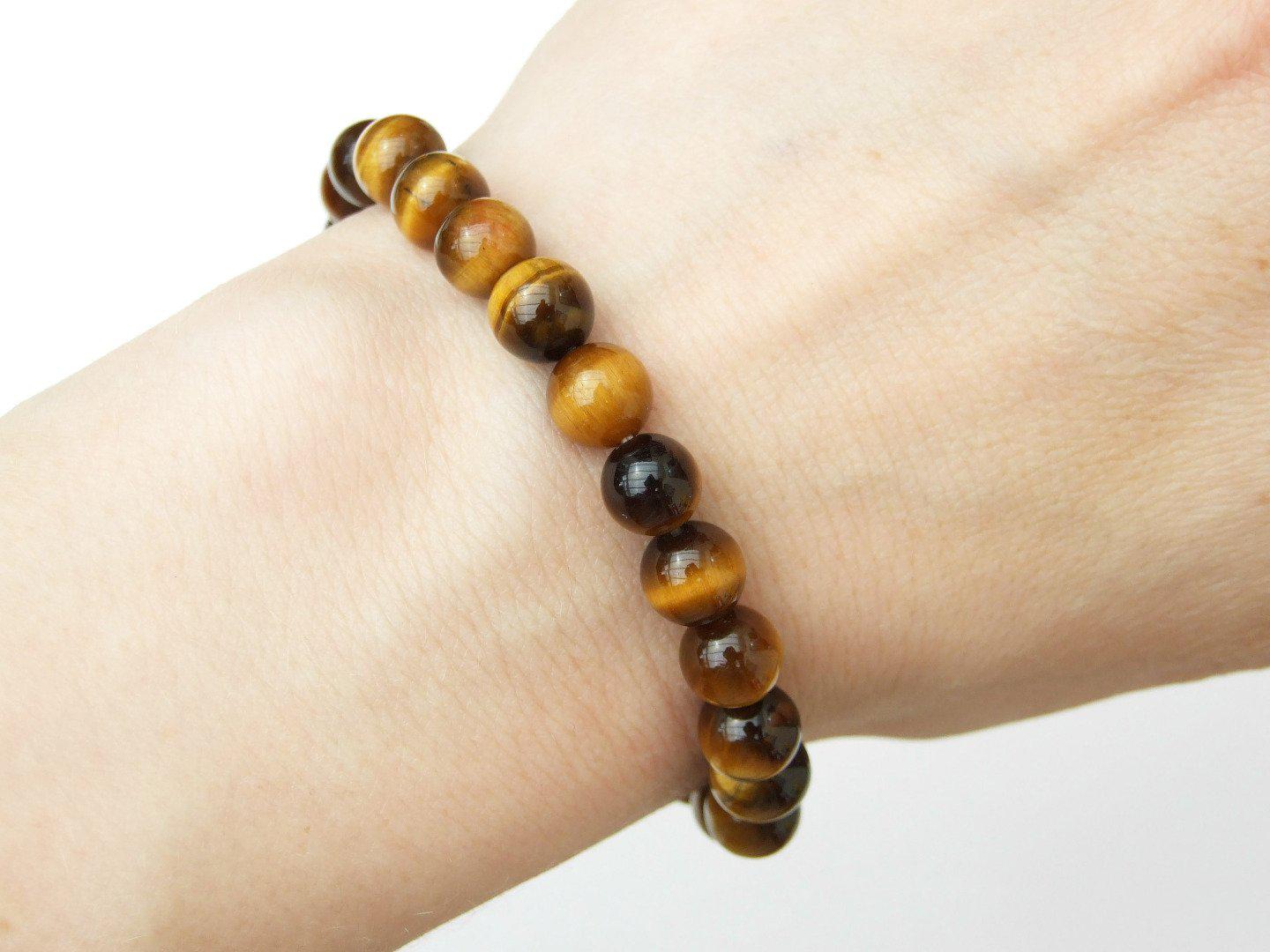 Yellow Tigers Eye Natural Gemstone Bracelet 6-9'' Elasticated Michael's UK Jewellery