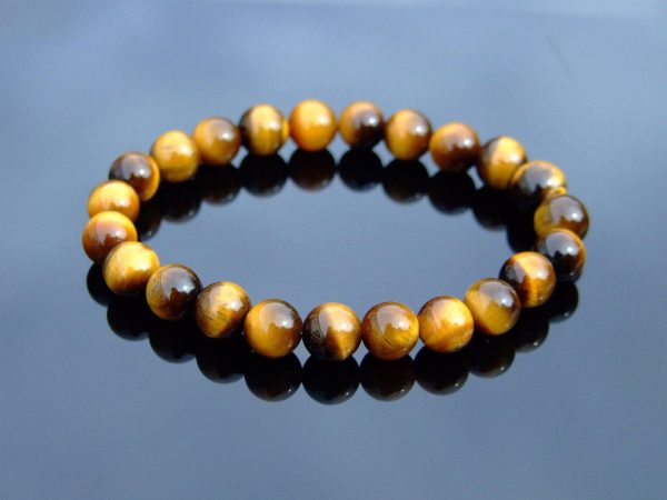 Yellow Tigers Eye Natural Gemstone Bracelet 6-9'' Elasticated Michael's UK Jewellery