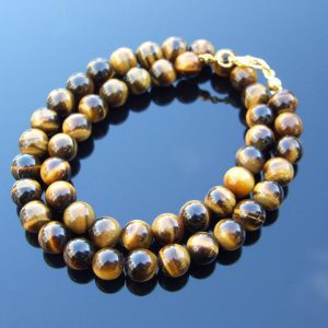Yellow Tigers Eye Natural Gemstone Necklace 8mm Beaded 16-30inch Michael's UK Jewellery