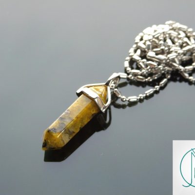 Gemstone Necklace Yellow Turquoise Natural Point Pendant beads mouse