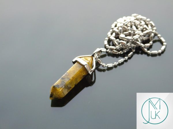 Gemstone Necklace Yellow Turquoise Natural Point Pendant beads mouse