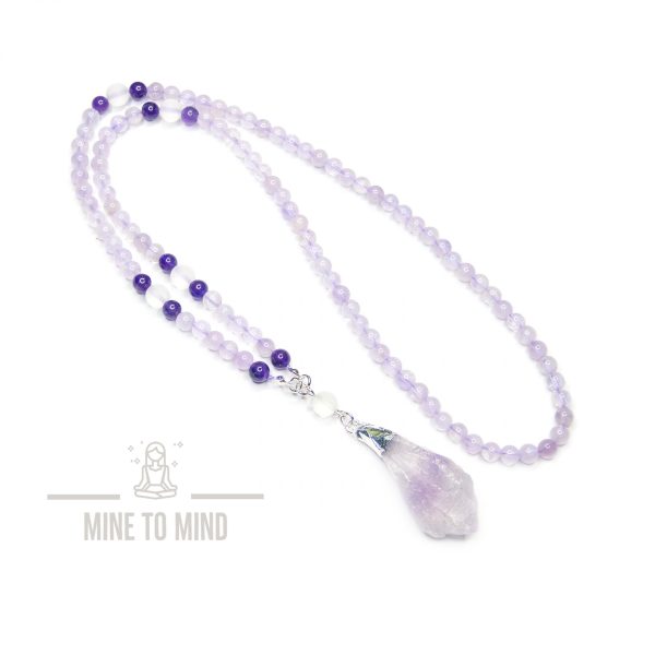 Zen Mala Amethyst Clear Quartz minetomind beadsmouse.co.uk