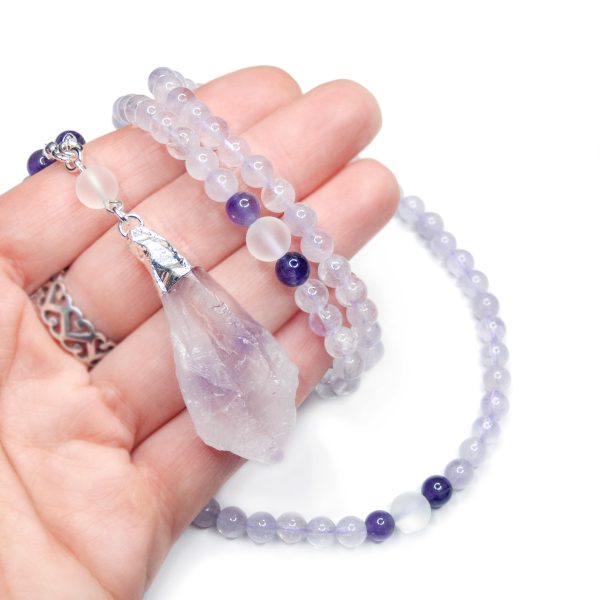 Zen Mala Amethyst Clear Quartz minetomind beadsmouse.co.uk