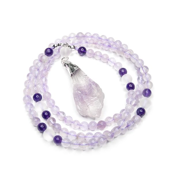 Zen Mala Amethyst Clear Quartz minetomind beadsmouse.co.uk
