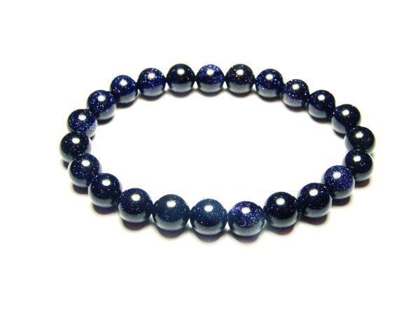 Blue Goldstone Bracelet Manmade Beaded Bracelet Clearance